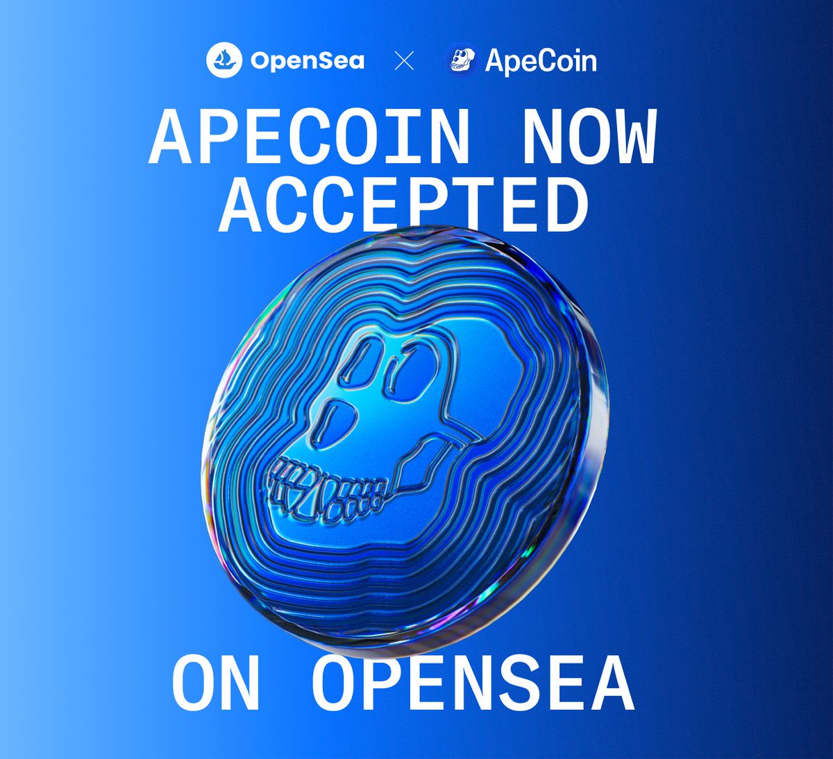 #opensea just announced ApeCoin will be used to make purchases on its platform!#APECOIN will continue to appreciate, and #YugaLabs is undoubtedly a super brand in the #Crypto field.