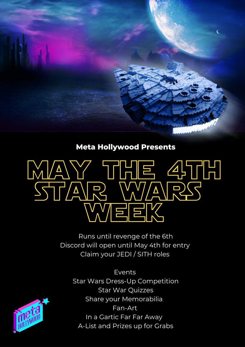 May the 4th be with you! 

Discord now open

Use the link below go to the box office and decide whether to pick the way of the Jedi or join the dark side. #starwars #MayThe4thBeWithYou 

RT and tag 3 friends for possible A-list spots

discord.gg/9KrcbDSs