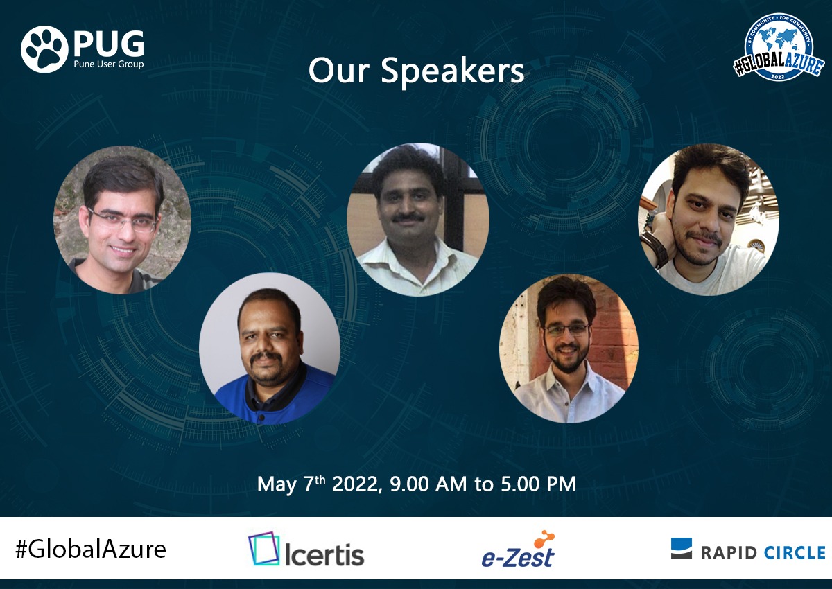 PuneUserGroup's tweet image. Join #GlobalAzure a global FREE event by @GlobalAzure team hosted by us at Pune on 7th May 2022. #Azure Event sponsored by @ezest @RapidCircle_IN @icertis @kunalchandratre @vipulkelkar @shahzadadil @maheshdotnet @VikramPendse More details &amp;amp; Registration - meetup.com/puneusergroup/…