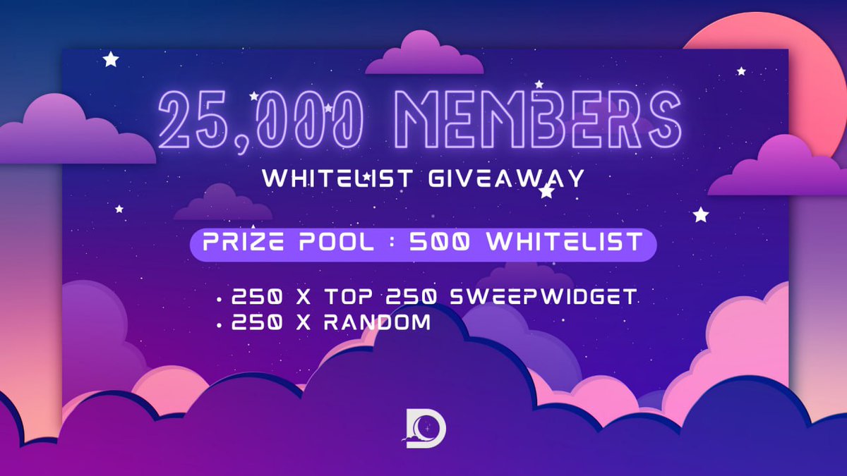 We have crossed over 25k members on discord. DreamN army keeps getting bigger!

To celebrate this event, we will be starting SweepWidget Competition.

Click on the link below and start doing simple task to get a chance to win exclusive whitelist.

Link: sweep.dreamn.io
