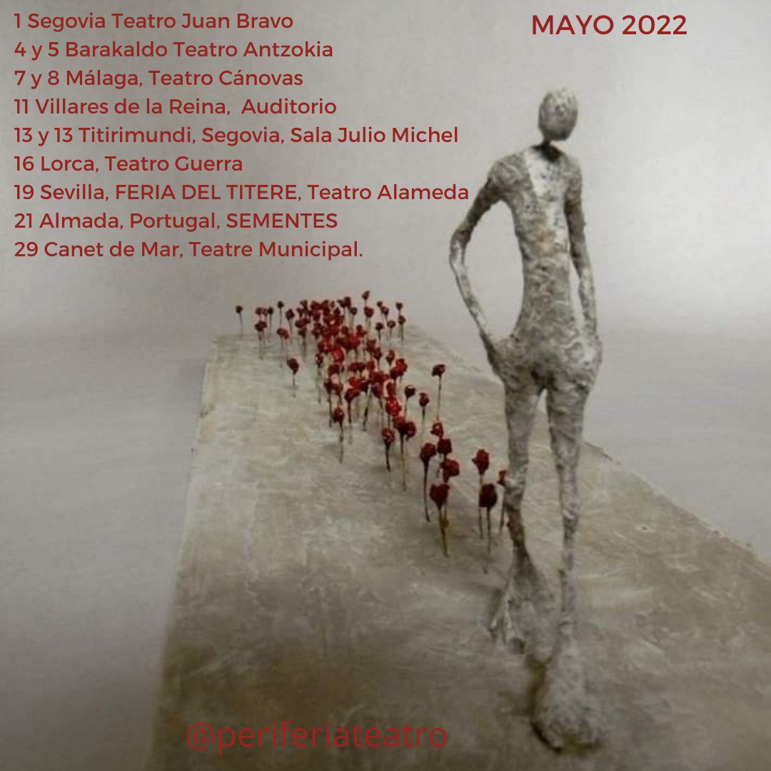 Seguimos caminando con la esperanza de dejar un pequeño rastro de alegría y emociones en los corazones de tantos niños y niñas que vienen al teatro. 
Nos gusta imaginar un arte digno para los más pequeños de la casa. 
La escultura es del genial Antoine Josse