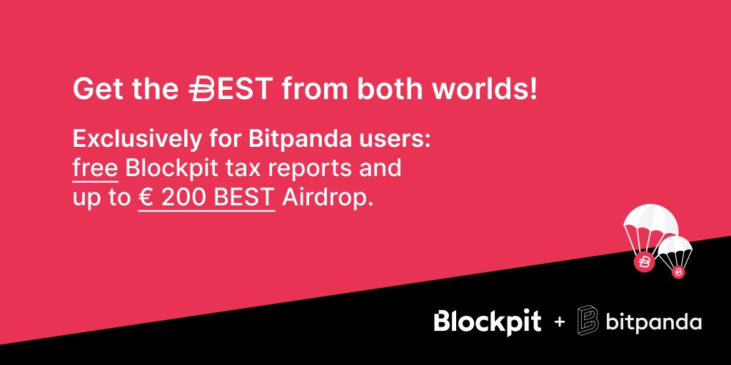🔥 Blockpit and @bitpanda have teamed up again. 

Benefit: all #Bitpanda users will receive not only free tax reports for all Bitpanda transactions but also a $BEST airdrop.

And yes, you can also receive the #airdrop if you are already a Blockpit user 👇🏻

blockpit.io/blog/blockpit-…