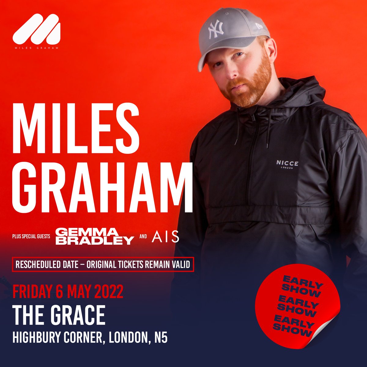 .@IAM_MILESGRAHAM has announced that @Gemma_Bradley_ & @MusicAIS2020 will be his special guests for his headline show at @thegraceldn on Friday 6th May 2022! Don't miss the Dublin born Singer/Songwriter live! ⏰ Tickets are on sale now 🎫 w.axs.com/x4P250IPyv4