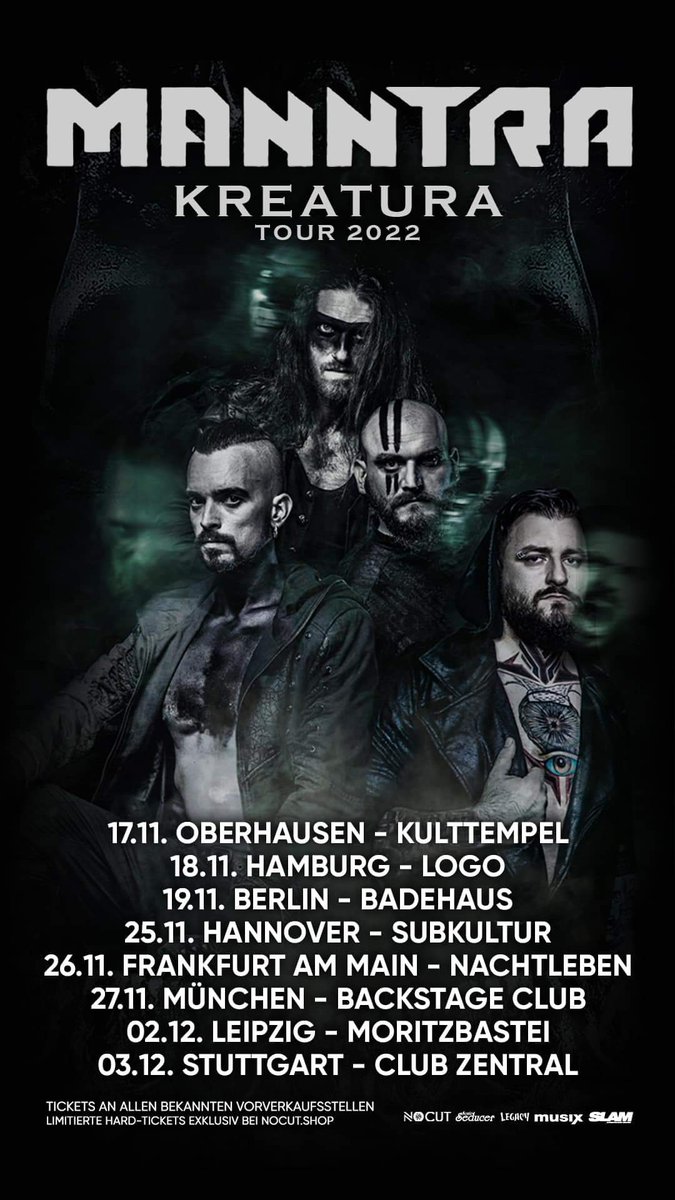ManntraOfficial's tweet photo. Dear Heathens! 

We're happy to present Kreatura Tour this winter!

Check out the dates and tickets on
https://t.co/cRFvORlMD9

NO FEAR! https://t.co/IuSYFgcAiz