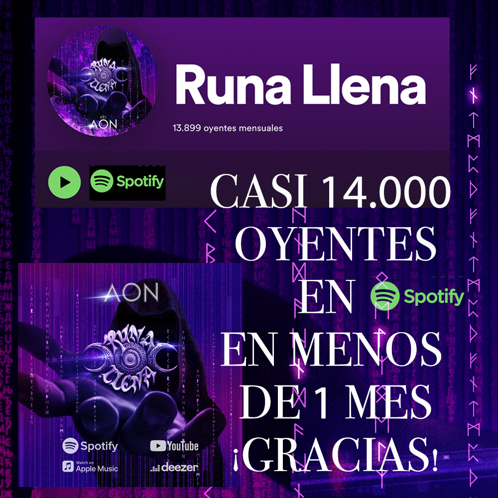 Rozamos los 14.000 oyentes en <a href="/Spotify/">Spotify</a>
 #AON
¡GRACIAS a todos!
Estamos muy felices.