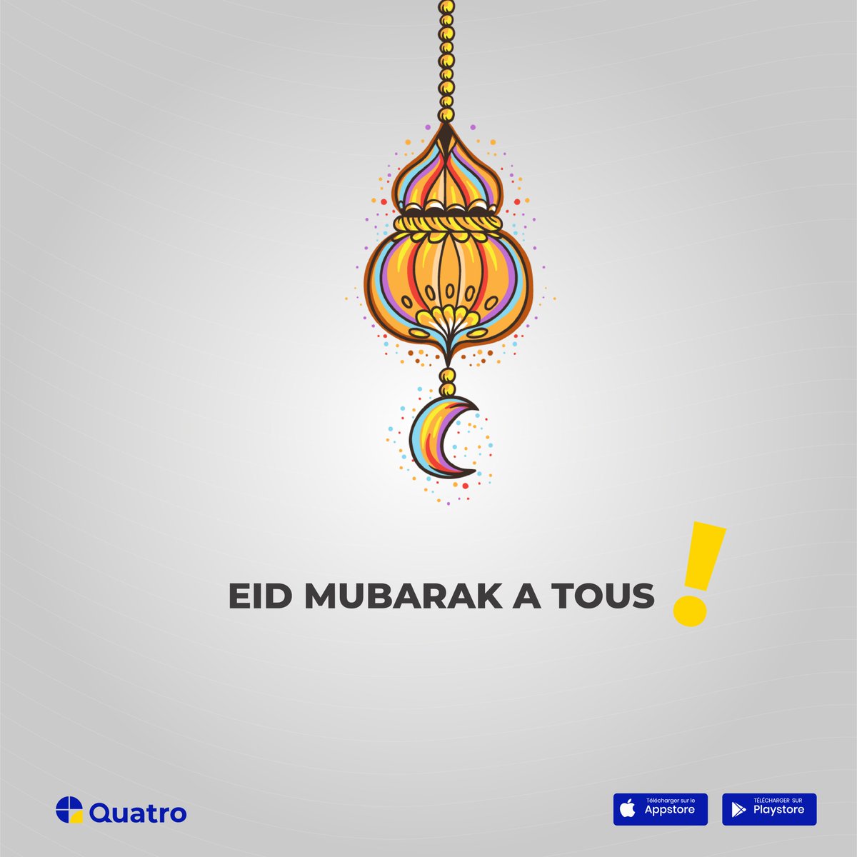 Eïd Mubarak à toutes et tous nos amis musulmans. 
Paix, amour et spiritualité. Et surtout, profitez de vos proches!
Lien de téléchargement 👉🏽 onelink.to/ejjbpw
#Quatro #Cotonou #SimplifiezVotreQuotidien