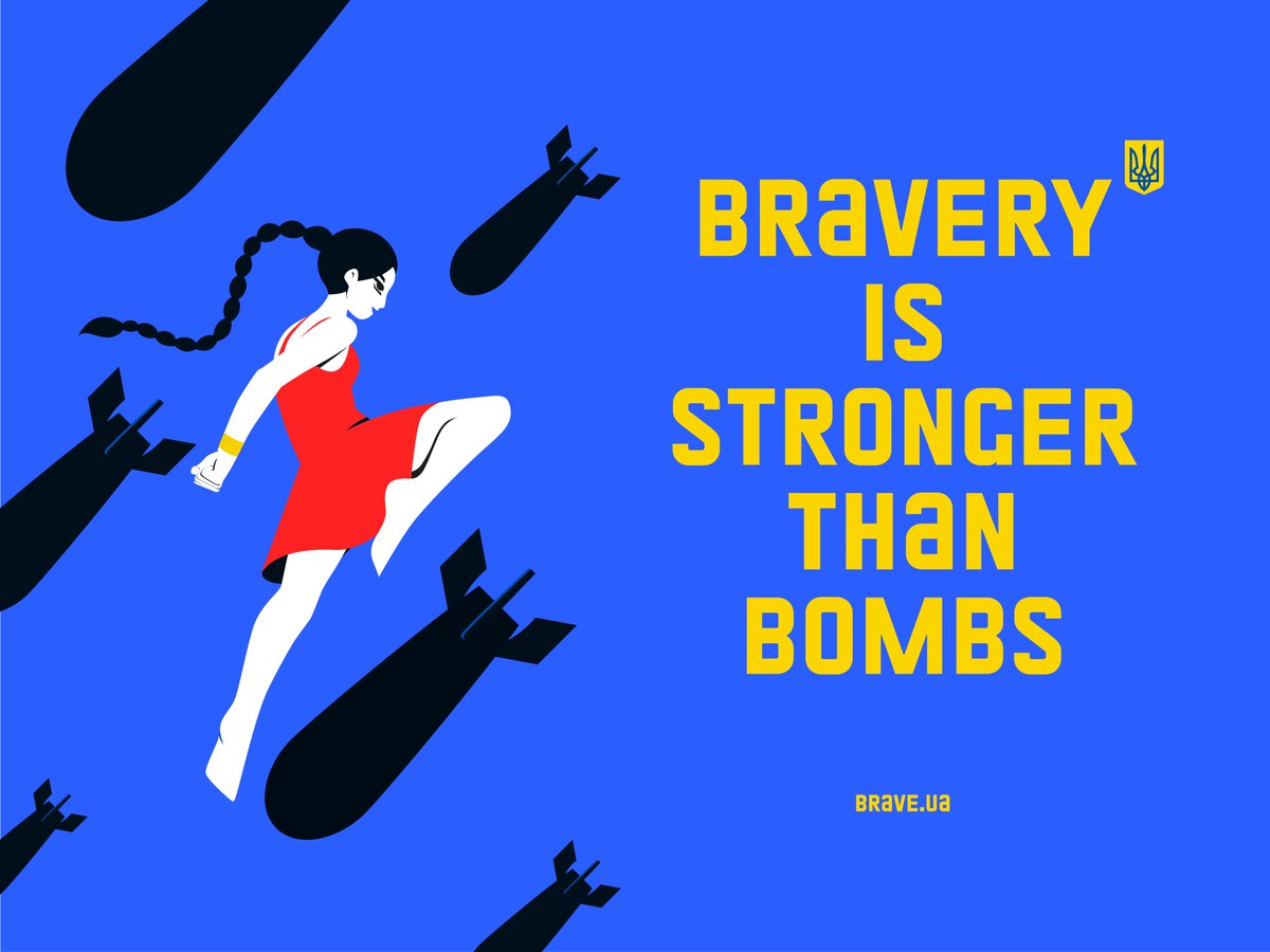 outcrowdstudio's tweet photo. Be #brave like #Ukraine!
#Bravery has no color. It has two colors! #FreedomBlue and #EnergizingYellow.
#Ukrainians are brave enough to defend our country.
The truth is on our side, which means that the victory is also ours!
Why are we so sure? It's simple, we are Ukrainians. https://t.co/GMH7DJ6sN2
