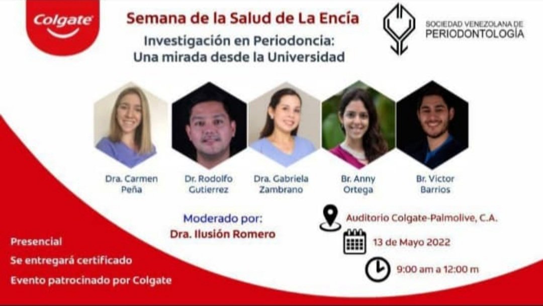 svperiodoncia's tweet photo. Semana de la Salud de la Encía. Conferencias sobre medicina periodontal. Del 9 al 13 de mayo 2022. Inscríbete por angel_blanco@colpal.com #periodoncia #encías #salud #odontología #embarazo #diabetes #tabaquismo https://t.co/l1IipsuuDh