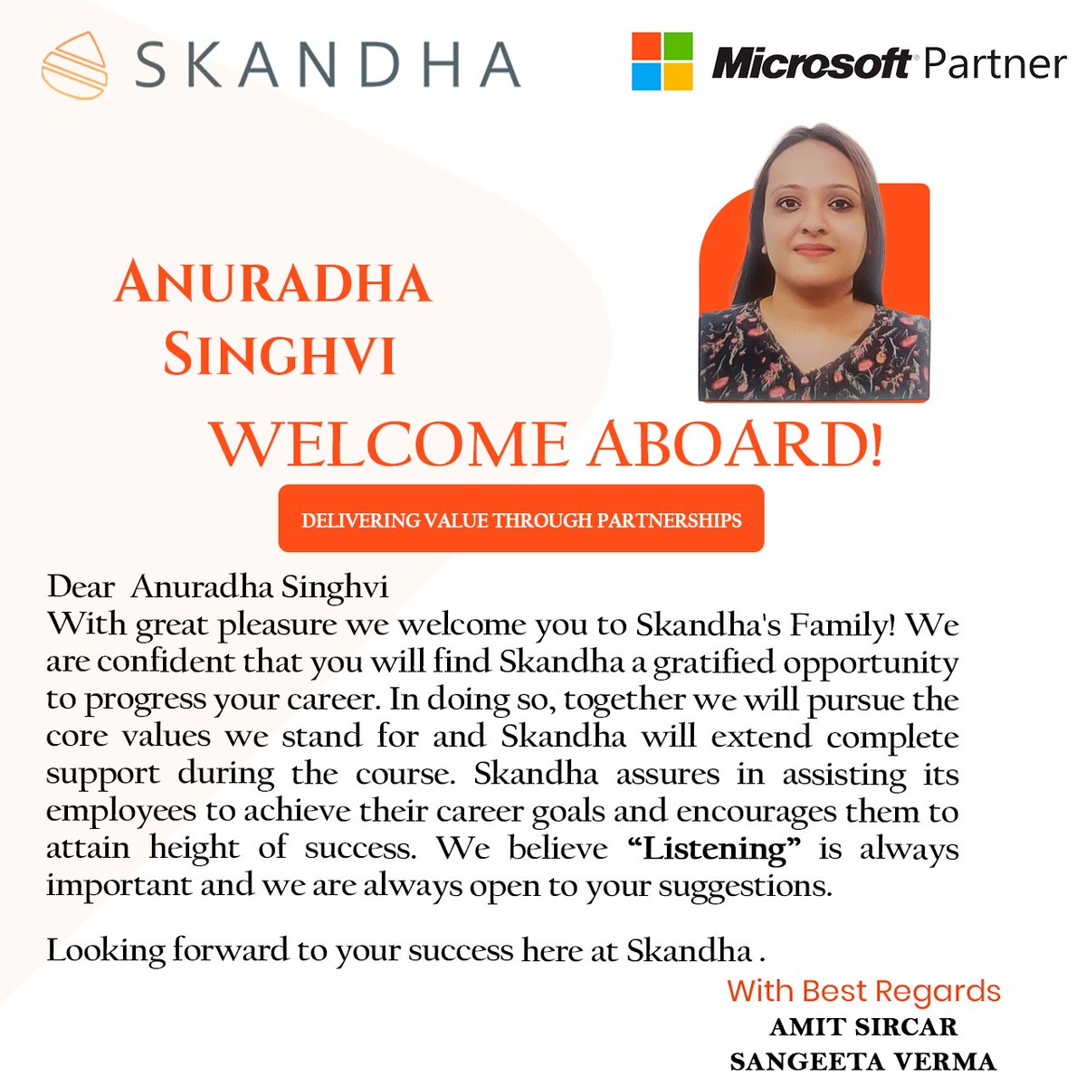 Skandhait's tweet photo. Welcome onboard #Anuradhasinghvi the entire #skandhait team welcomes you, and we hope to have a long and successful journey together.
WEBSITE:- https://www.skandhait.
#microsoftpartner #newjourney #joiningoffer #careerchange #team #work https://t.co/GGpWVHk83e