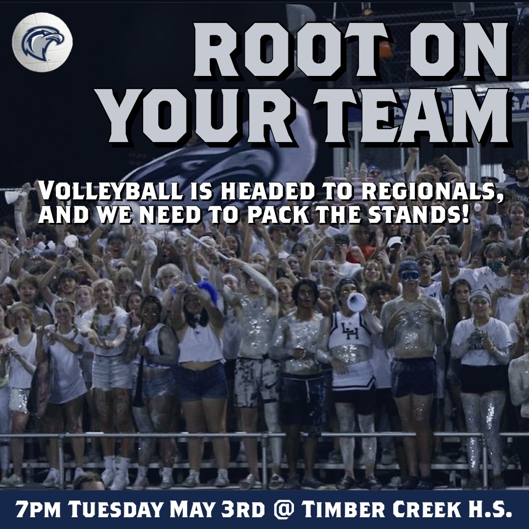 WE NEED YOU TUESDAY NIGHT!
#REGIONALS #schoolspirit #HawkFamily
🆚 Timber Creek
⏰ 7:00pm TUESDAY MAY 3rd
📍Timber Creek H.S.
<a href="/LHHS_Athletics/">Lake Howell Athletics</a> <a href="/lake_howell/">Lake Howell High</a> @lhhs_hawksnest <a href="/LHHS_Boosters/">LHHS ATHLETIC BOOSTERS</a>