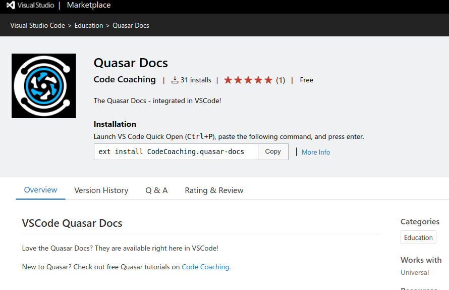 quasarframework's tweet image. Looking for a faster way to get the great Quasar docs into your coding workflow? Check out this awesome @code VSCode extension from our Bart Duisters.

marketplace.visualstudio.com/items?itemName…