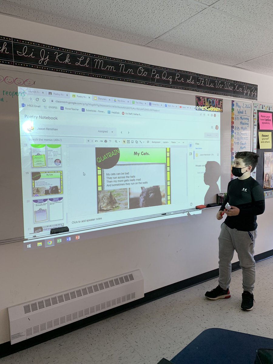 ClassroomJewel's tweet photo. More student poets sharing their creations. #poetrymonth #studentpoets #poetry @ParkWestHRSB https://t.co/BlYho8hqmS