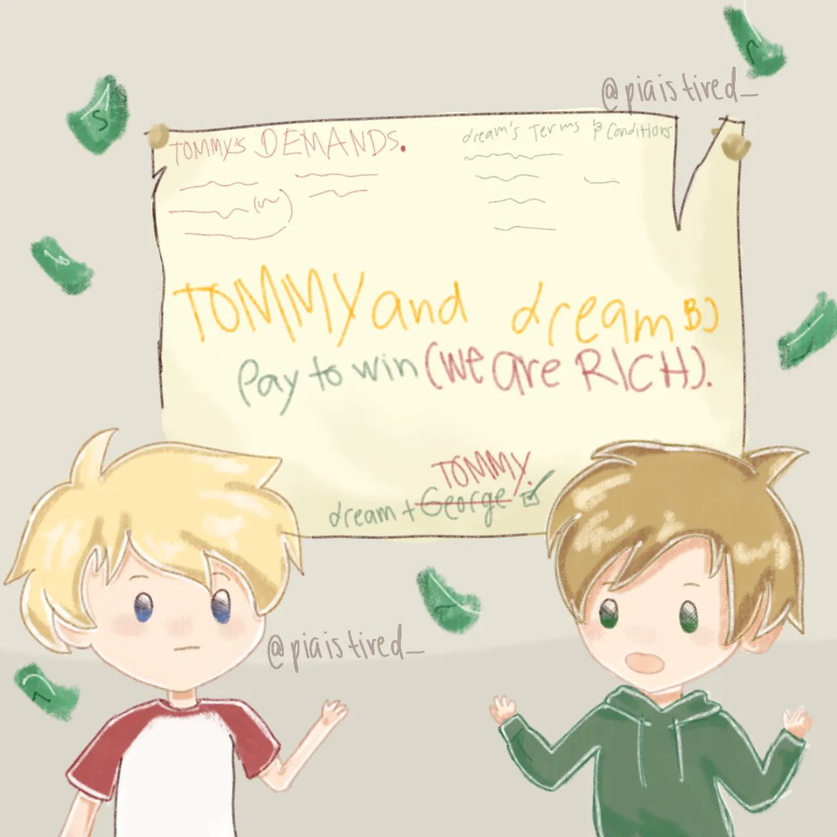 piacrunch's tweet photo. THEY R RICH
#MCCTakeover #Dreamfanart #tommyinnitfanart (REPOST) https://t.co/V6QfpZmk42