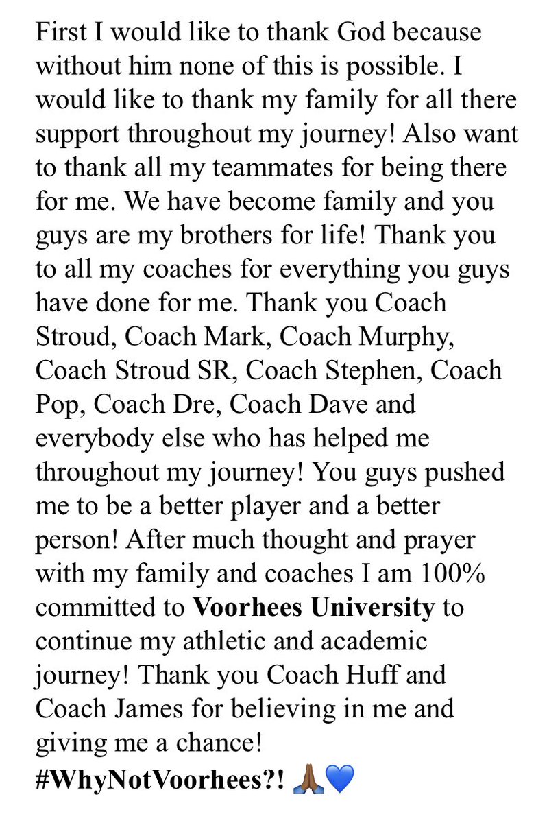 KeshawnEvans4's tweet photo. Why Not Voorhees? 110% Committed!! Thank You God 🙏🏾💙 @CoachCabralHuff @coachjallday @VoorheesMBball @CoachStroud3 @CoachMark_1 @Dre_IsReloaded @hills_druid @up2023 https://t.co/wi7xuuZBGZ