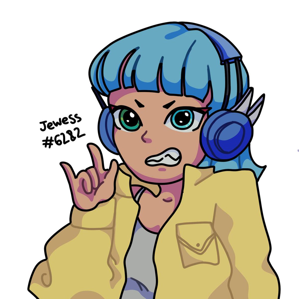 Hello again, my <a href="/KarafuruNFT/">Karafuru</a> fam!
This is my fourth fanart for you :)
Today I decided to choose a turquoise-haired girl 💙
I wonder what's playing in her headphones? You can assume <a href="/little_HED/">HED</a>