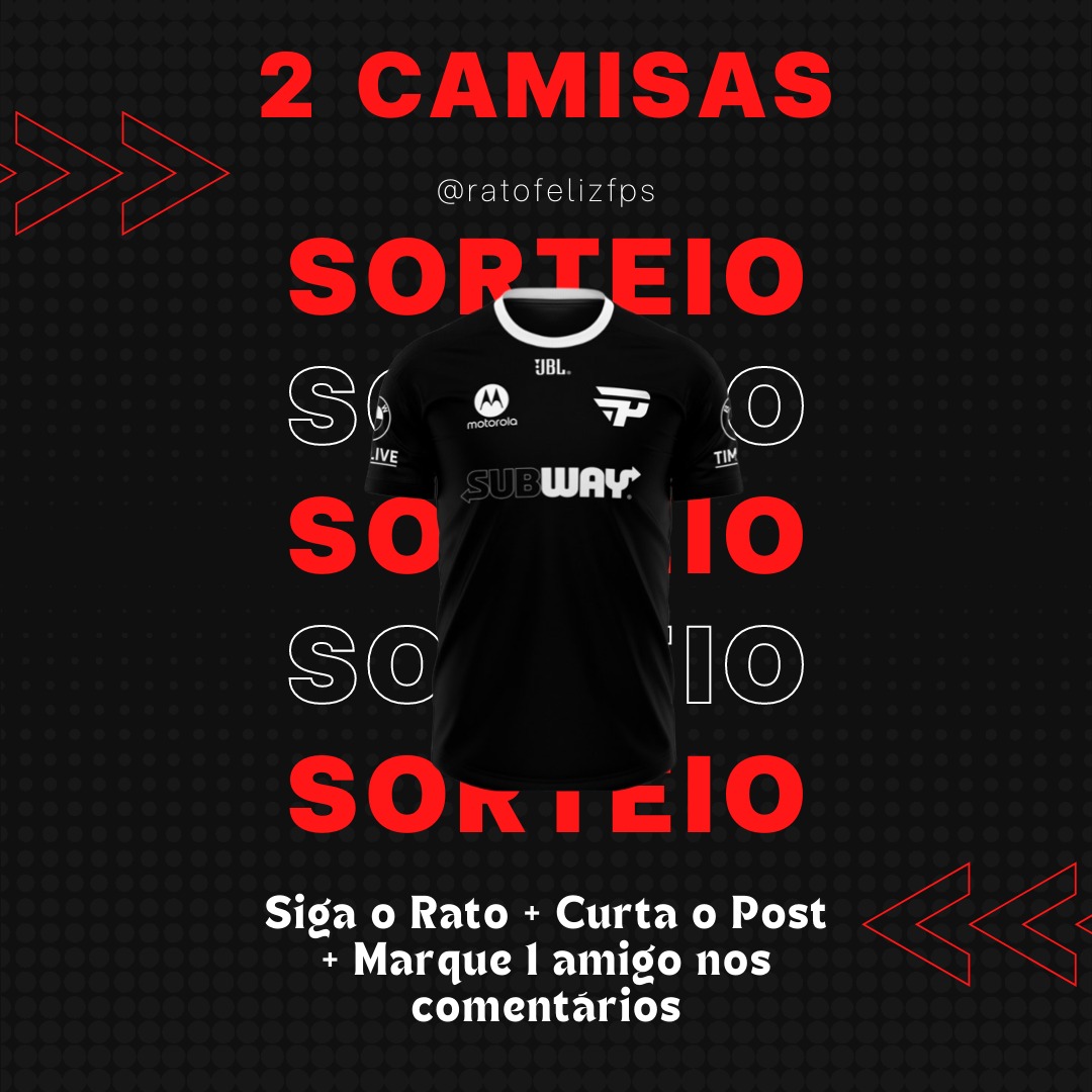 ratofelizfps's tweet photo. ALÔ TROPA DO RATO FELIZ 🤙🐭🤙

MUITO OBRIGADO A TODOS QUE ESTÃO ME SEGUINDO, EM HOMENAGEM A VOCÊS VOU SORTEAR 2 CAMISAS DA PAIN GAMING, UMA DE CADA COR!

É SÓ CURTIR O POST, ME SEGUIR E MARCAR UM AMIGO FELIZ NOS COMENTÁRIOS!

BOA SEMANA PRA GERAL!

🤙🐭🤙 https://t.co/Z4vp6tw1Y3