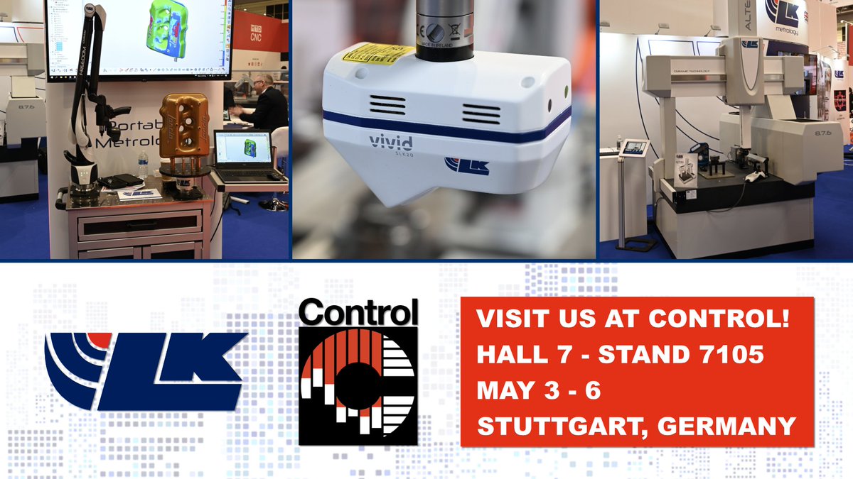 LK_Metrology's tweet photo. Come and visit us tomorrow at @Control_Messe, Stuttgart, Germany, May 3-6, in hall 7 - stand 7105. Click for more information about Control!
https://t.co/I07kqfjsyx
#LKmetrology #metrology #CMM #ALTERA #SLK20 #FREEDOMarm #CAMIO #innovation #technology #quality #Control2022 https://t.co/Tk8mY9BZPW