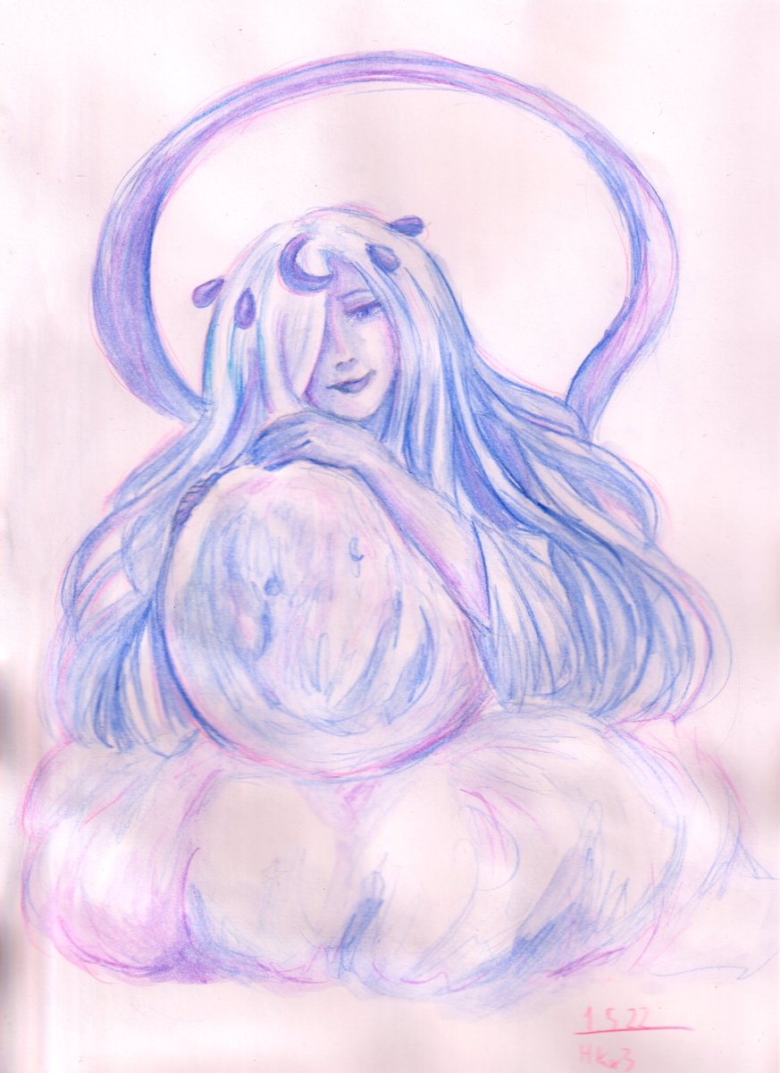 Un dibujo a tradicional de la Madre Luna
Escaneé el original y le puse ese color de fondo en photoshop