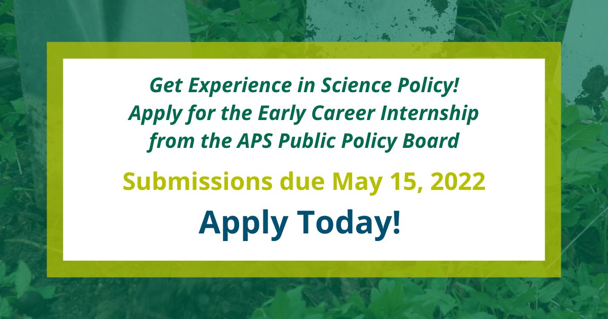 Would you like to gain insights into how plant pathologists can impact public policy? The APS Public Policy Early Career Internship is accepting submissions until May 15! Learn more about how to apply here: bit.ly/3vdfrtf