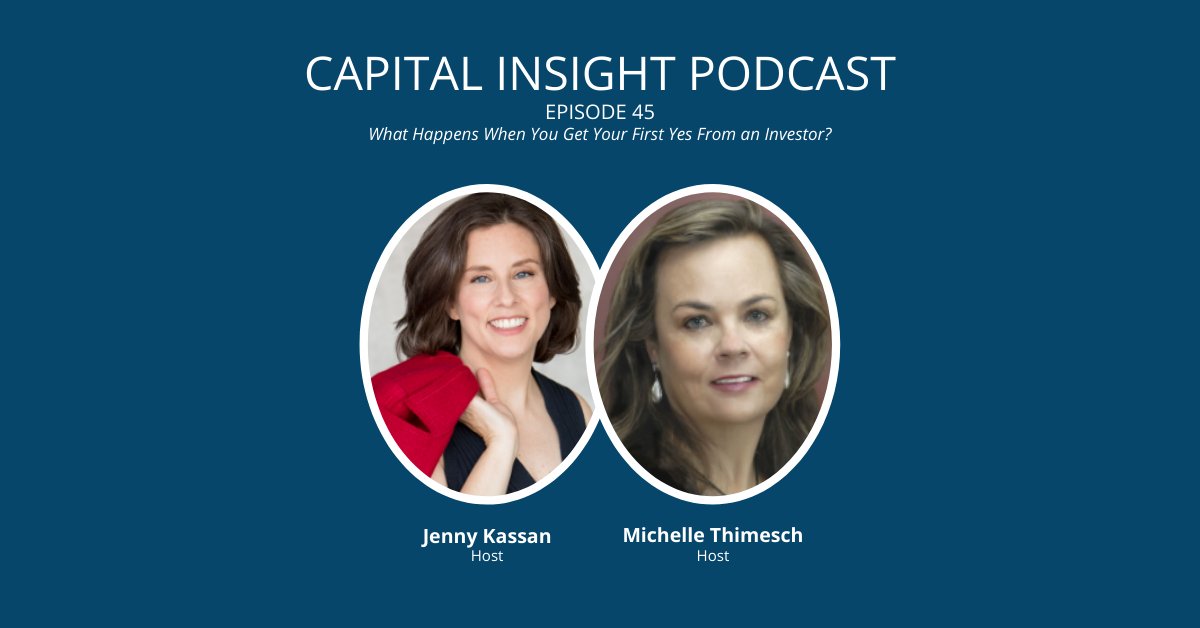 jennykassan's tweet photo. Jenny and Michelle discuss some of the unexpected things that can come up when you get your first yes from an investor and some tips on how to prepare.
Find us on your favorite podcast apps!
#CapitalInsight #raisecapital #gettingyourfirstyes https://t.co/PKDdo58E2n