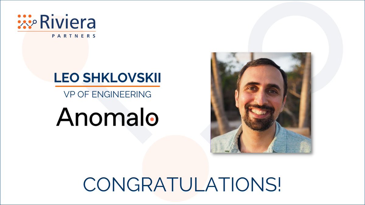 Congratulations to Leo Shklovskii on your new role as  VP Engineering at <a href="/anomalo_hq/">Anomalo</a>!

Great work by Gino Morell!

#Riviplacement #RivieraPartners #techleadership #hiring #recruitment #recruiting #executivesearch