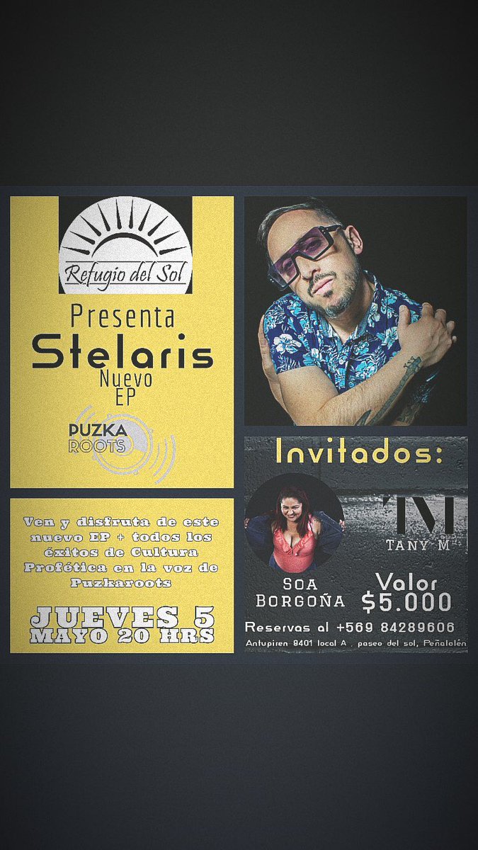 Pablo_Alf's tweet photo. Este jueves 5 de Mayo, en el #refugiodelsol estaré lanzando mi nuevo Ep llamado “Stelaris”, también estaré cantando los éxitos de #culturaprofetica https://t.co/08bxseEf6I
