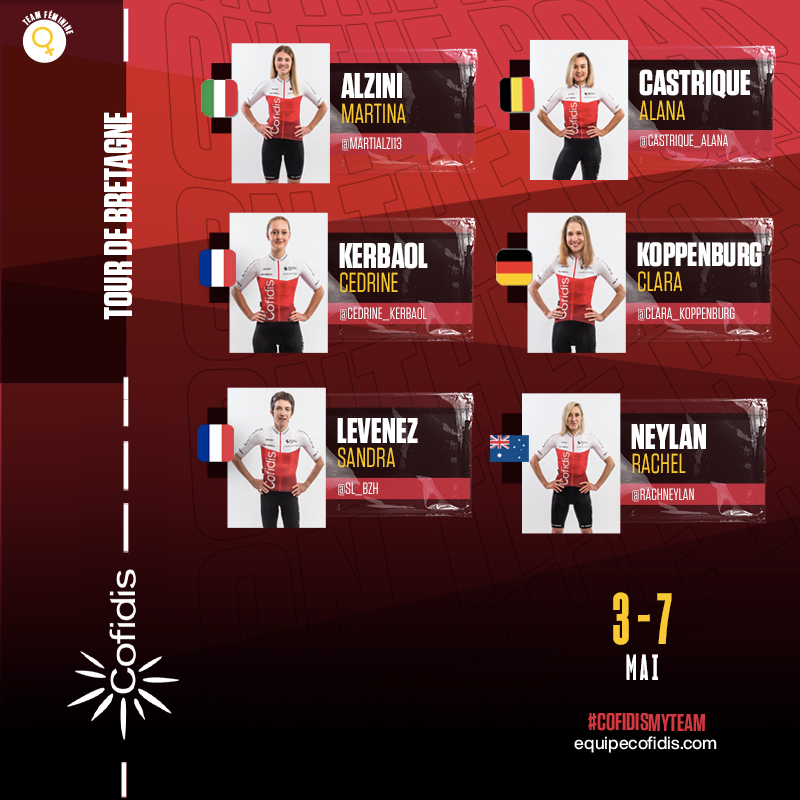 TeamCOFIDIS's tweet photo. Et chez les filles, on sera sur le @BretagneLadiesT
avec une très belle équipe qui jouera sur tous les tableaux ! #BretagneLadiesTour https://t.co/MxgZLZWulQ