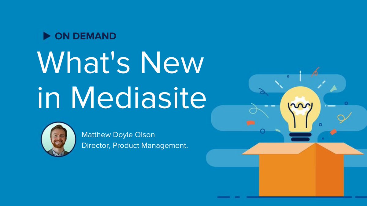 Mediasite's tweet image. Last week we discussed exciting new features coming your way in #Mediasite. 

Watch  the webinar on-demand to learn about the latest product releases which will change the way you capture, enhance, and share your video content.

🖥️  bit.ly/375TZym
