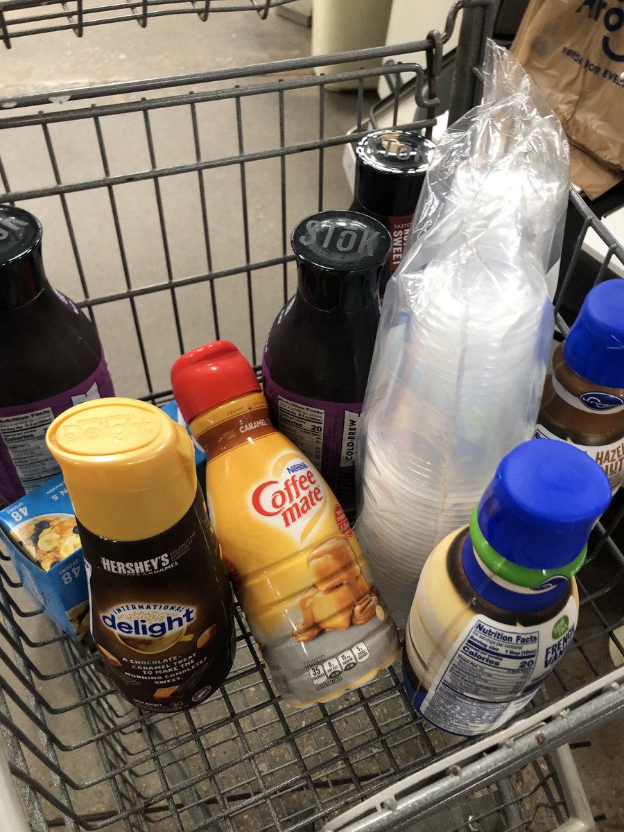 MsConradELHS's tweet photo. When your fellow teachers ask if you can help with the coffee bar for teacher appreciation this morning you make a Kroger run. Also maybe my ice coffee obsession is a little to well known at this point. https://t.co/shfh7FqypO