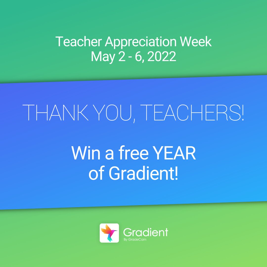 Where would we be without teachers?! To show our gratitude, we're giving away teacher licenses to Gradient! Comment below to enter for a chance to win one of five year-long individual teacher licenses to Gradient by GradeCam. 🍎