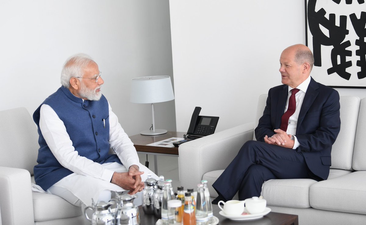 ibrijeshdpatel's tweet photo. Expanding India-Germany cooperation. 

PM @narendramodi and Chancellor Scholz meet in Berlin. @Bundeskanzler https://t.co/FGfyWc64Dj