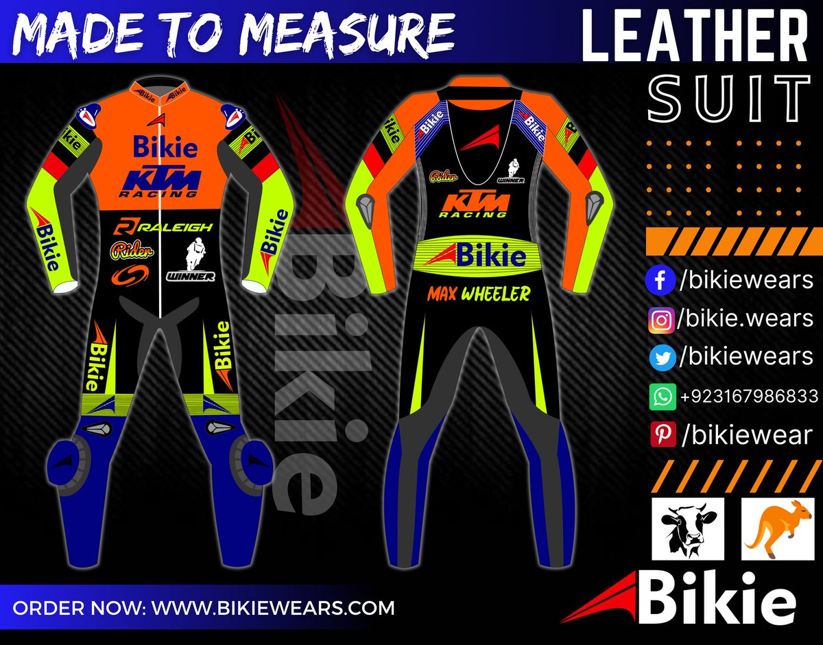 BikieWears's tweet photo. ✅ Leather Motorbike Racing 😊

✅ One Piece Suit 💯

✅ Made of premier cowhide 🐄 1.2-1.3 mm or kangaroo 🦘 0.9- 1mm leather 

✅ Excellent absorption resistance😇

✅ Kevlar fabric panels for maximize mobility 😯

✅ Stretch leather panels. 🤓

✅ Polyester mesh lining. 😎 https://t.co/313HuVg4xQ