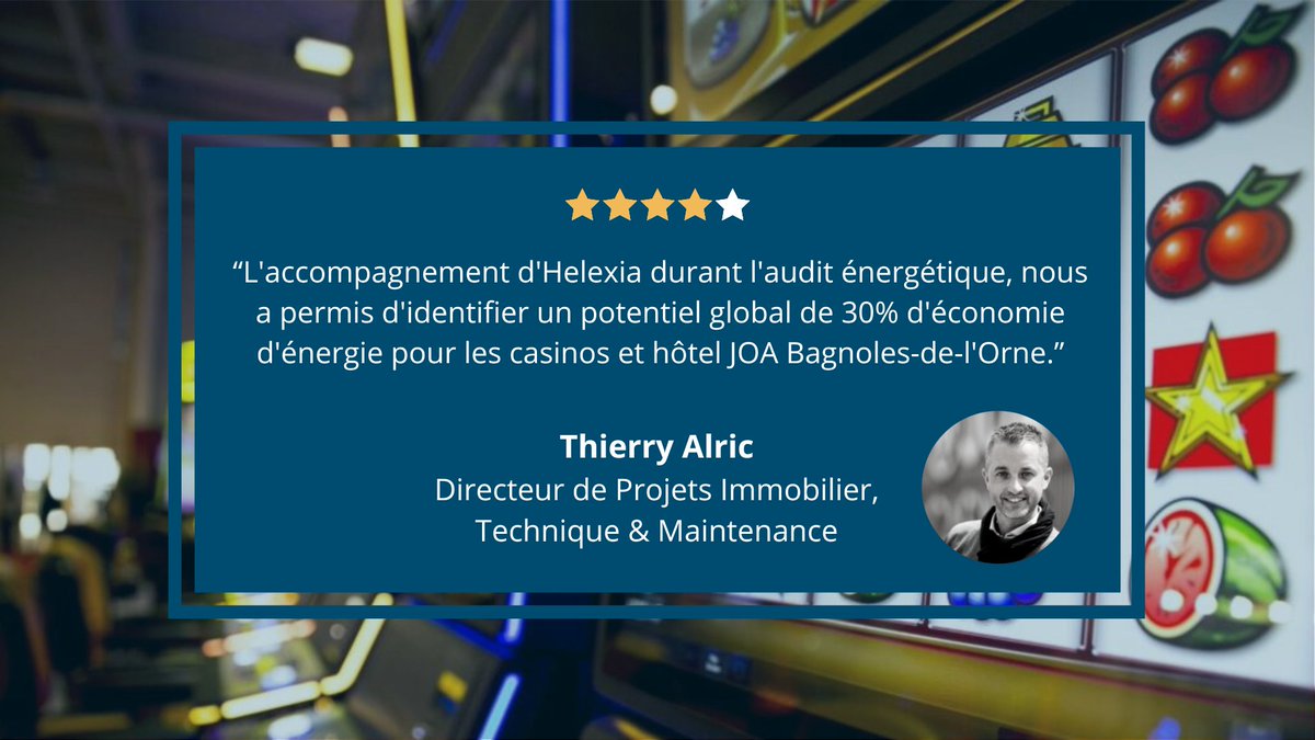 Qui de mieux que nos clients pour parler de l’importance de l’efficacité énergétique dans le secteur de l'hôtellerie et du #divertissement ?
Focus sur l’#audit #énergétique réalisé sur le casino et l'hôtel de JOA à Bagnoles (61).
👀 Voir l'étude de cas ➡️ eu1.hubs.ly/y0PW-N0