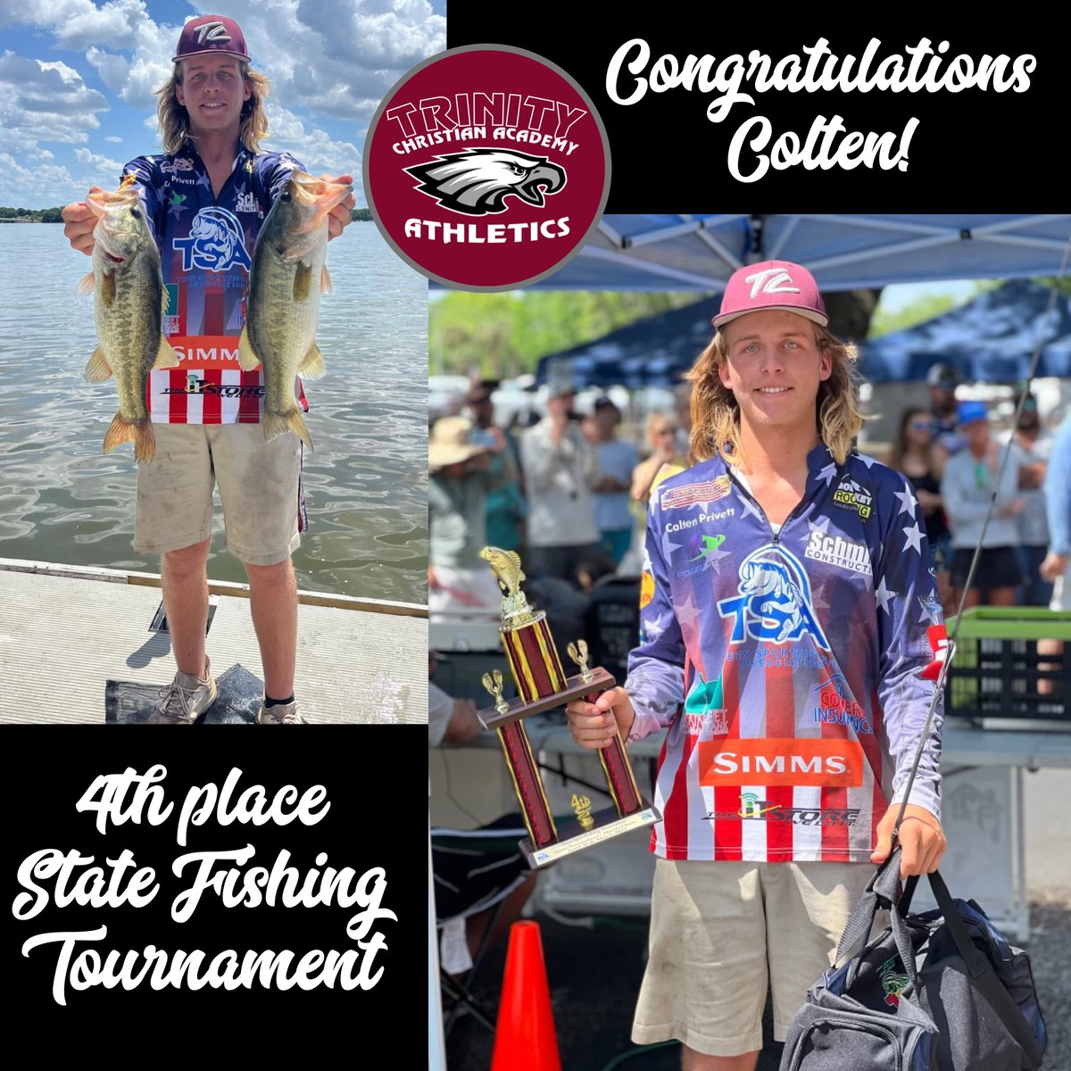 Congratulations Colten!  #tcadeltona #tcafishingteam #statefishingtournament #fourthplace