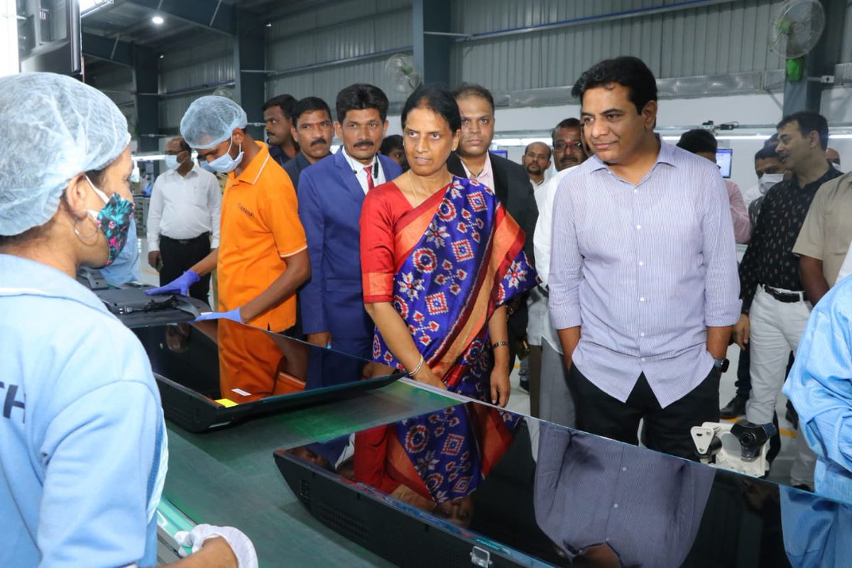 Was delighted to inaugurate the factory of Radiant electronics at E-City, who now have scaled up to manufacture 45 lakh TVs per annum😊

25% of India’s TVs will now be manufactured from Hyderabad including brands such as Samsung, Panasonic, Xiaomi, One Plus, Skyworth &amp; others