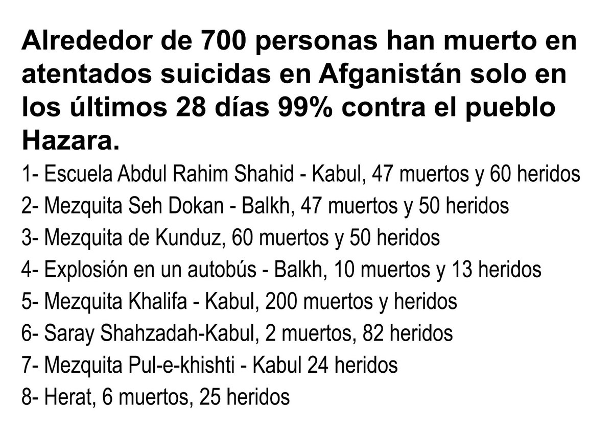 EgcsoGlobal's tweet photo. In the last 28 days of Ramadan, more than 700 Hazaras have been killed and injured in Afghanistan.
#RecognizeHazaraGenocide
#StopHazaraGenocide https://t.co/ePL8l4ETA1