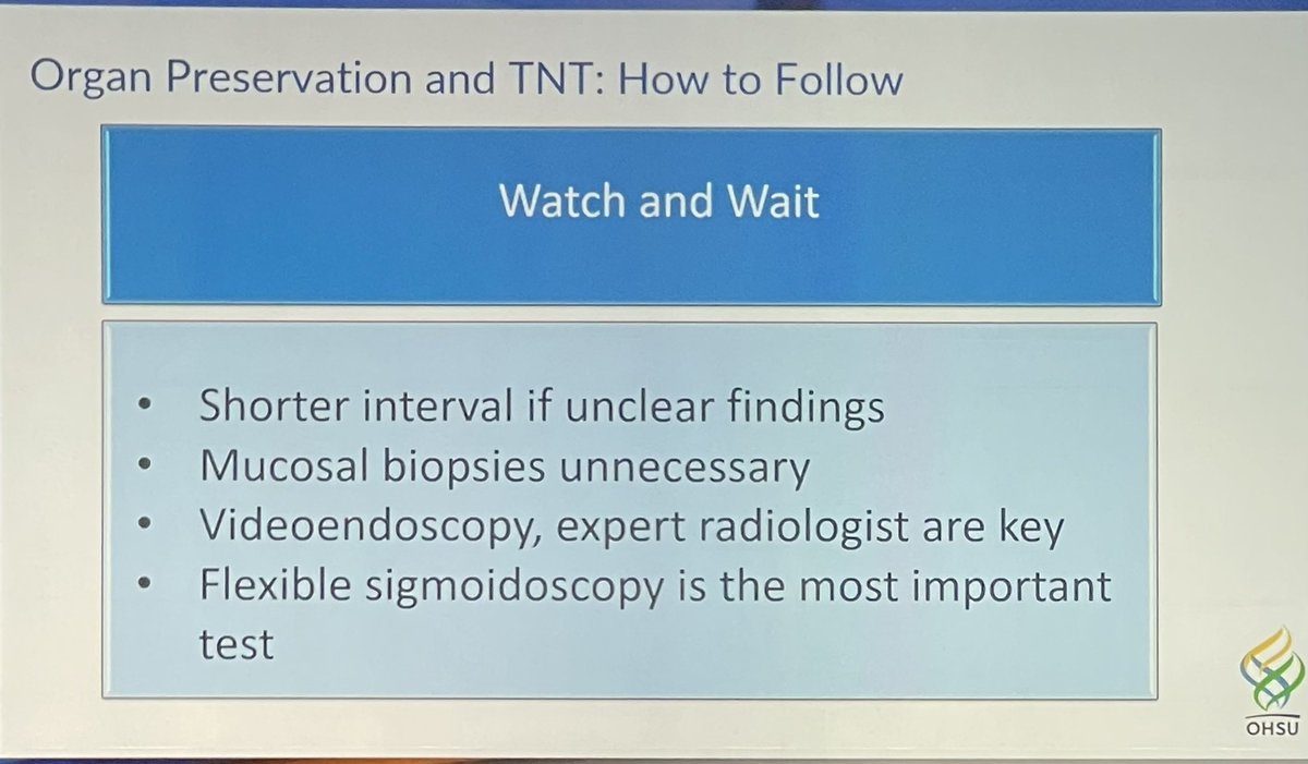 Key clinical pearls for #watchandwait technique from @dherzig #rectalcancer #ASCRS22