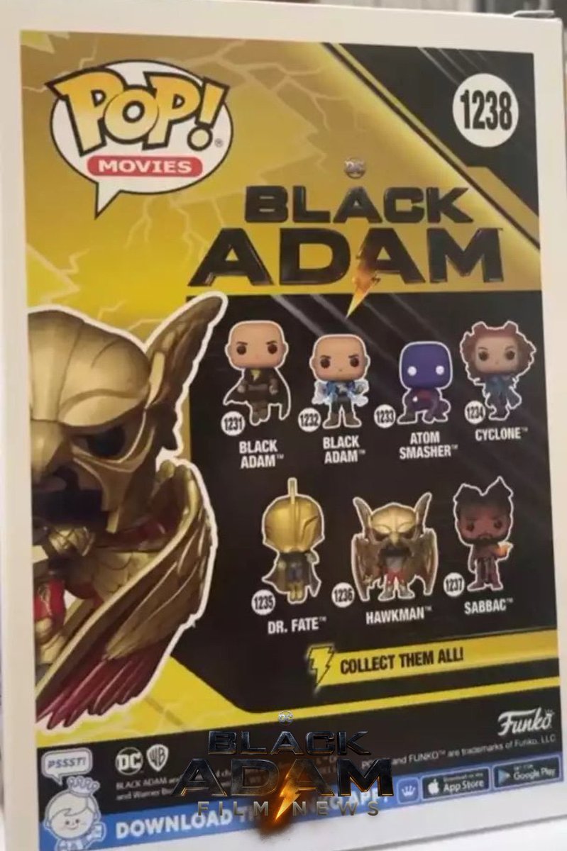 Os funko pops de Adão Negro vazaram recentemente. Podemos ver que os seguintes personagens estarão na coleção:
- Adão Negro
- Esmaga-Átomo
- Ciclone
- Senhor Destino
- Gavião-Negro
- Sabbac