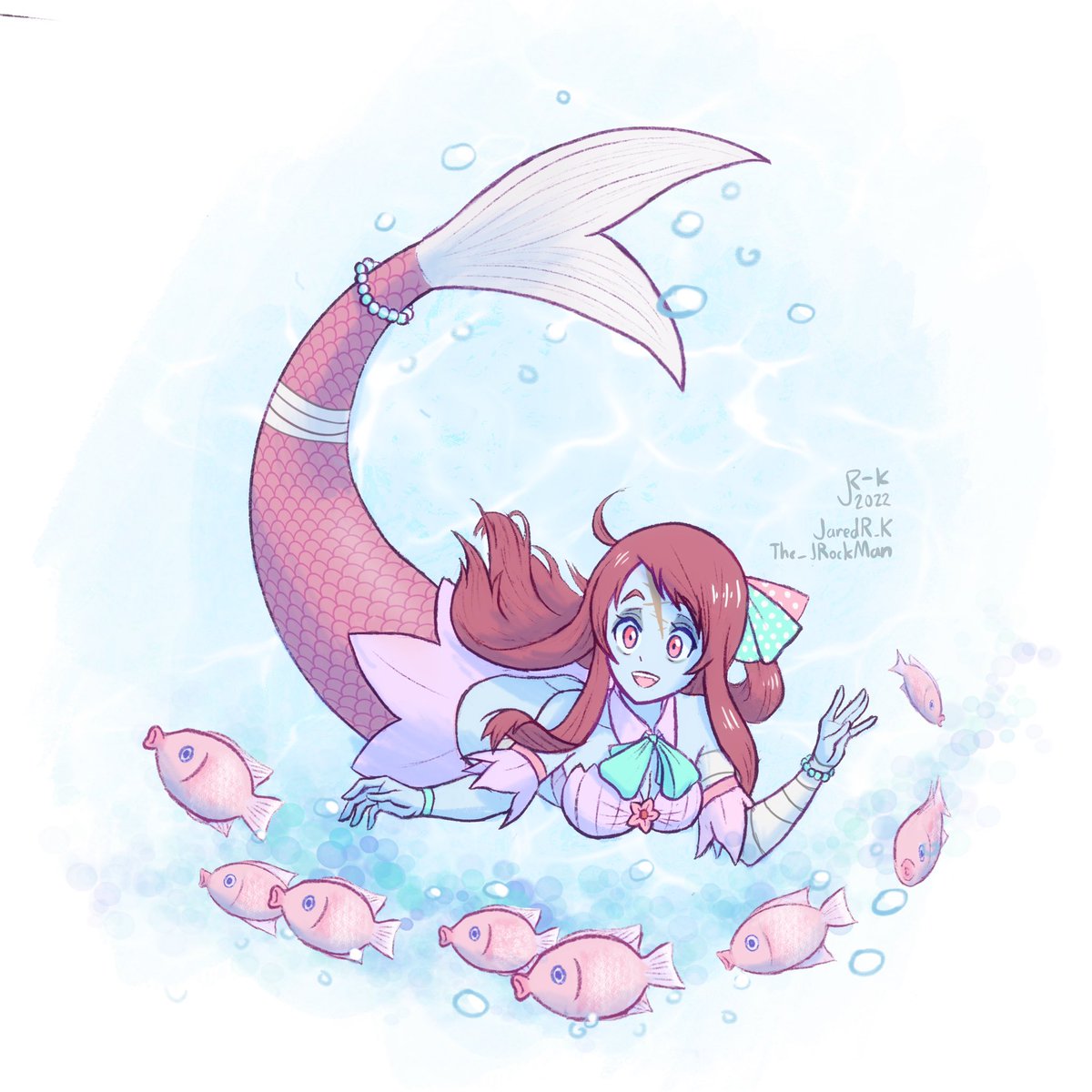 Mermaid Sakura Ver. 2 🧟‍♀️ 
Yeah, I'm really going for it with this one, lol.

#mermay2022 #mermaid #anime #art #mermayfanart #ゾンビランドサガ #源さくら　#sakuraminamoto #zombielandsaga