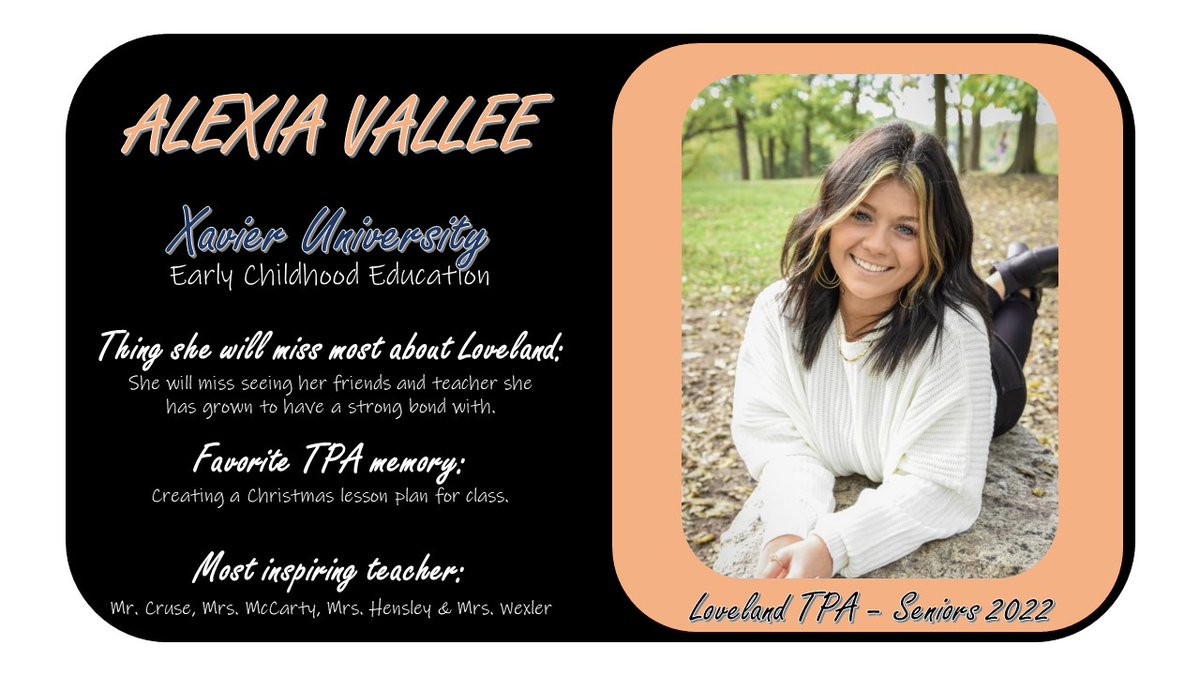 TPALoveland's tweet photo. TPA Senior Spotlight: Alexia Vallee https://t.co/jSxZEFjLGZ