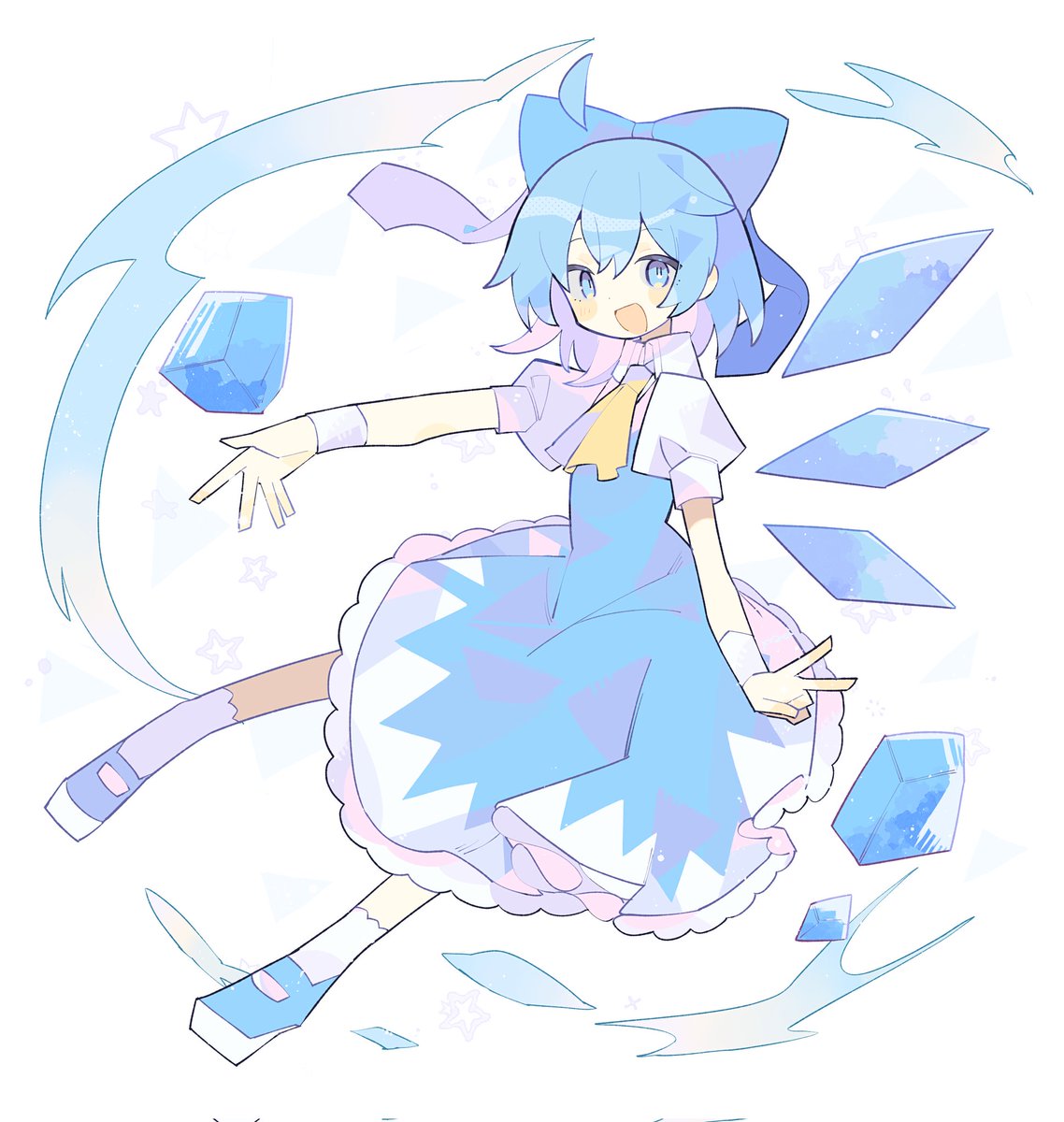 cirno 1girl ice solo ice wings blue hair blue eyes wings  illustration images