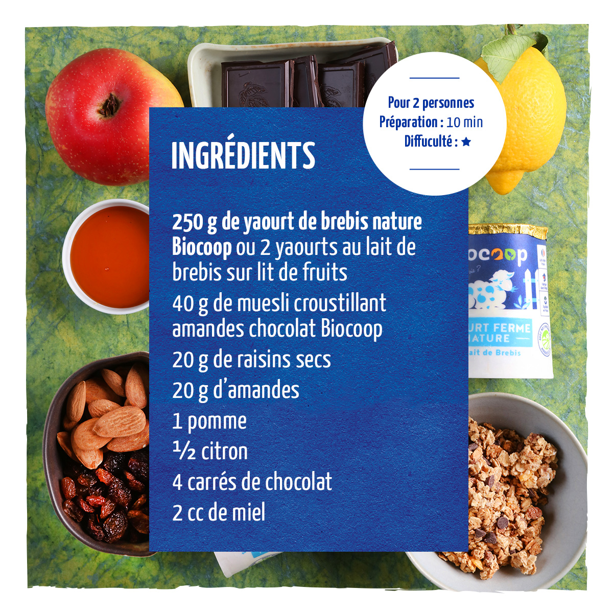 Biocoop66's tweet photo. [RECETTE]
Verrine de yaourt au muesli et au miel 🐝
➡️ Niveau de difficulté : 1 étoile
➡️ Pour 2 personnes
➡️ Préparation : 10 min
https://t.co/pH8fONZALY
#bio #biocoop #recette #dessert https://t.co/0GkKxwAiQo