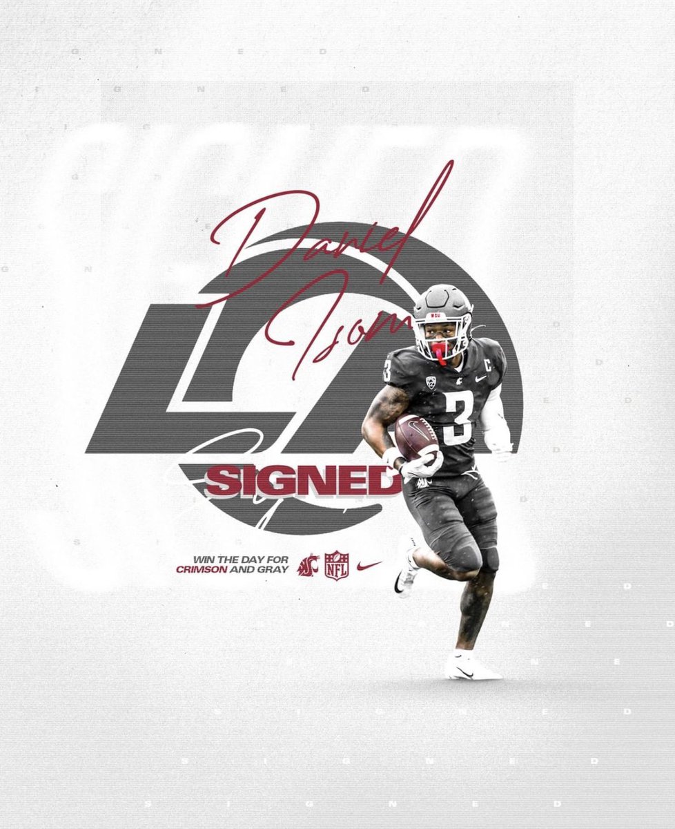 Congratulations to our athlete, Daniel Isom Washington State defensive back, for signing with the Rams‼️

Here’s to all the hard work you put in finally paying off💪

#nfldraft #nfldraft2022 #stlmo #stlfit
