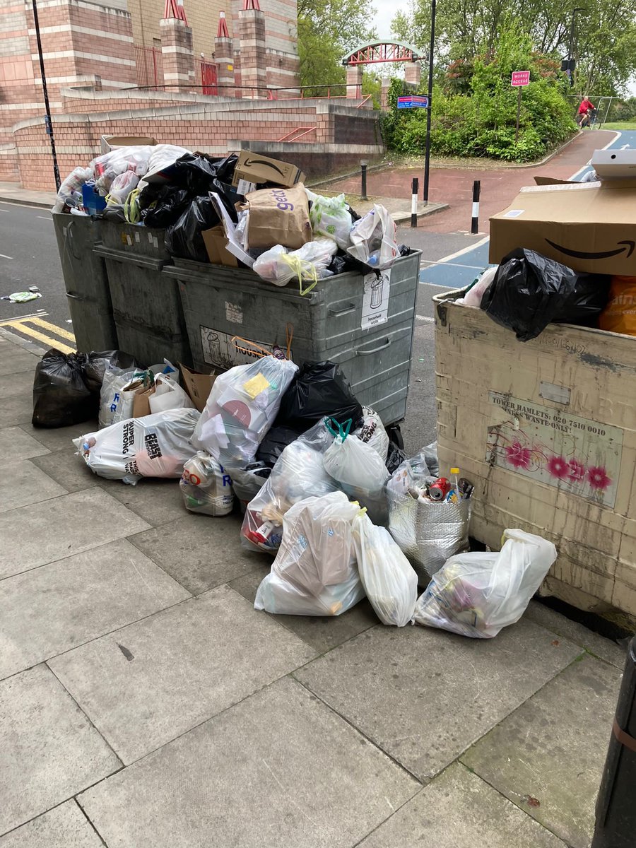 Here is yet more uncollected waste today on Horseferry Road. I appreciate it is a bank holiday weekend, but they have been overflowing since last week. It’s just getting worse.