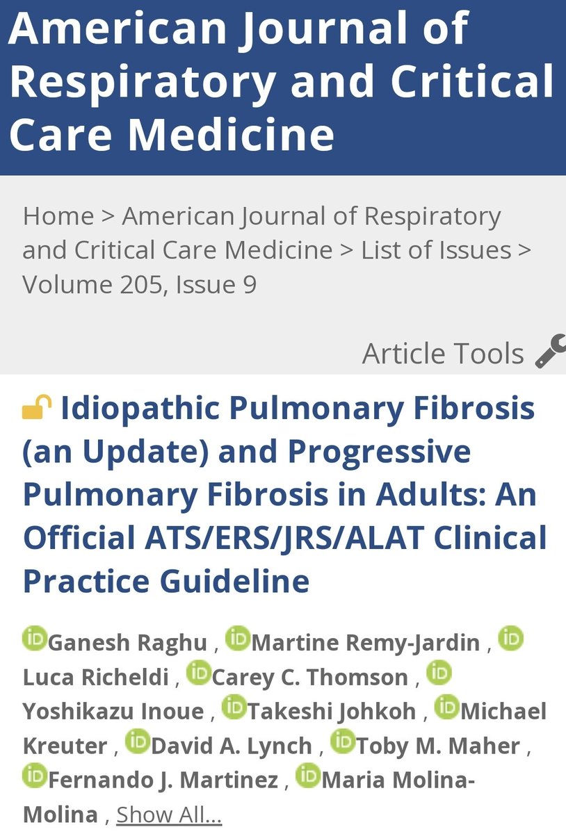 1/n Finally had the chance to read the doc 😅. Comments on:

The Clinical Practice Guideline on Progressive Pulmonary Fibrosis (PPF) and an Update for Idiopathic #Pulmonaryfibrosis previous doc

 <a href="/atscommunity/">American Thoracic Society (ATS)</a>
 atsjournals.org/doi/10.1164/rc…