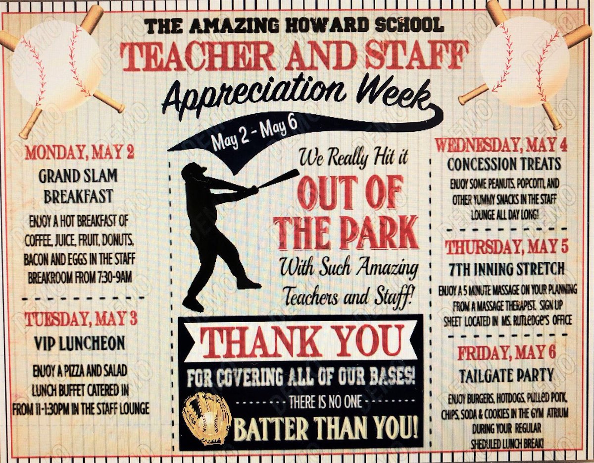 We Really Hit It Out of The Park With Such Amazing Faculty &amp; Staff at The Howard School! From the Bus Drivers to the Custodians, to the Teachers, Cafeteria Personnel, Assistants and All Support Staff, Everyone Who Serves to Make Us Great!! We Salute You!! 🥰🎊🎉🥳💪🏾🐅🙌🏾🥳 Enjoy!