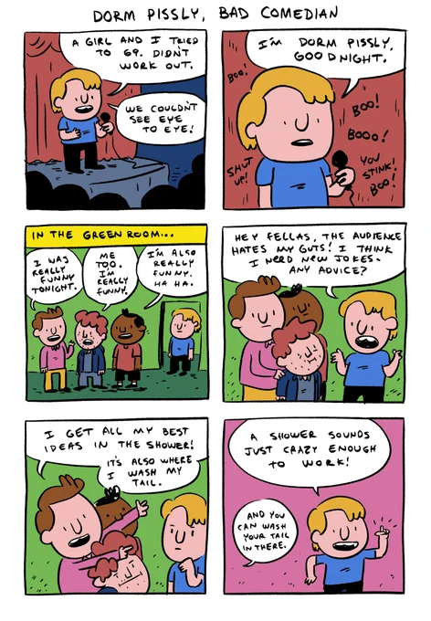 i drew a comic about Dorm Pissly, Bad Comedian 