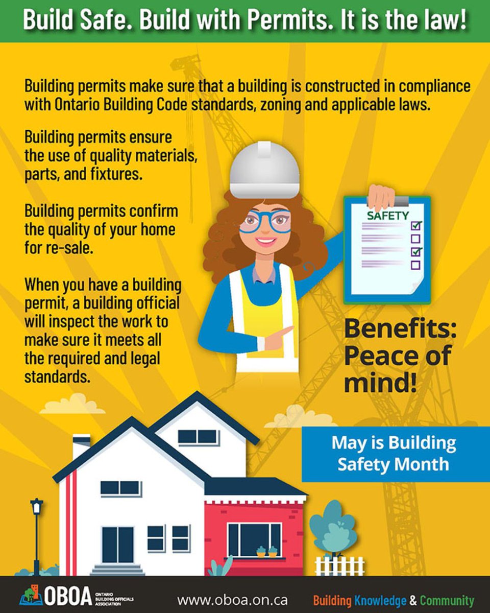TownofHanover's tweet image. May is Building Safety Month across Ontario! Let’s kick off the BSM campaign by talking about building permits and why they are so important #buildingsafetymonth #buildingcodematters #buildingindustry #ontariobuildingcode #safebuildings #safehomes #sustainablehomes 
@OBOA_Office