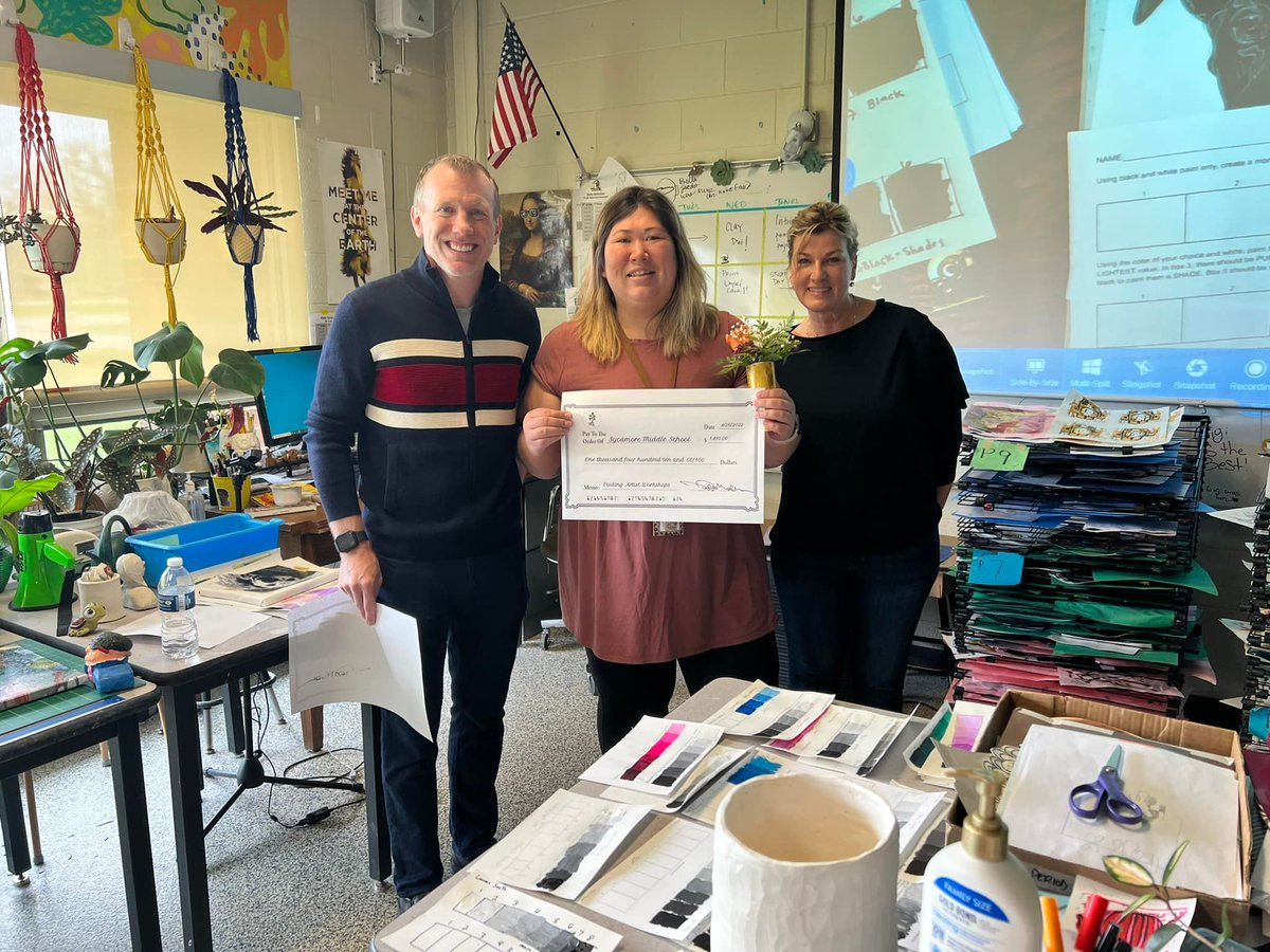 SycamoreSEF's tweet image. Congratulations to Kelli Meserole and Katherine Katz, art teachers 🎨 at Sycamore Middle School, on receiving $1,410 in grant funding to plan Visiting Artist Workshops to benefit both students and staff. 
 Remember to suppot SEF this Thursday, May 5th during #GiveDeKalbCounty.