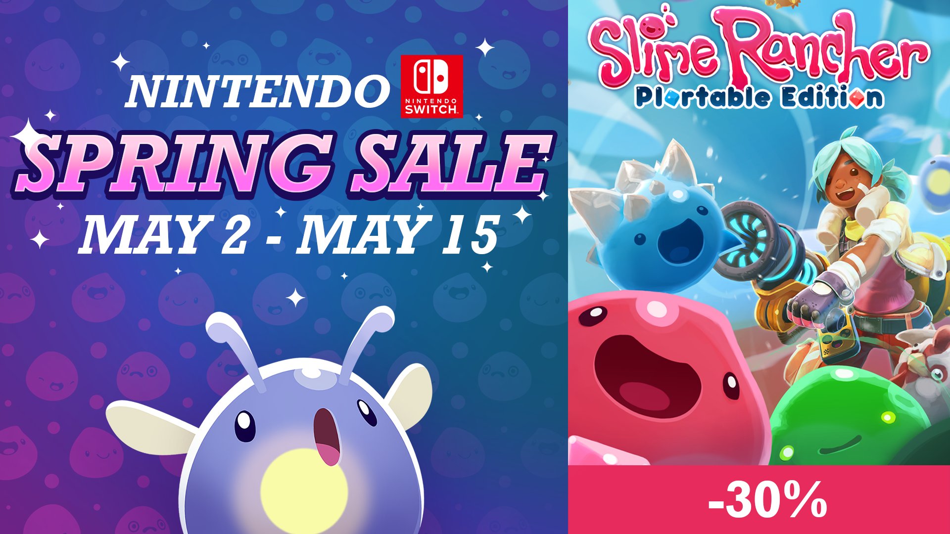 Rancher on Twitter: "Slime Rancher: Plortable Edition is on sale NOW through May 15 for 30% off on the Nintendo Switch! Get plortable and ranch on the gooo!!! 📢🌀 https://t.co/Cu1Ego3NKR https://t.co/5zMqWP6NBt" /